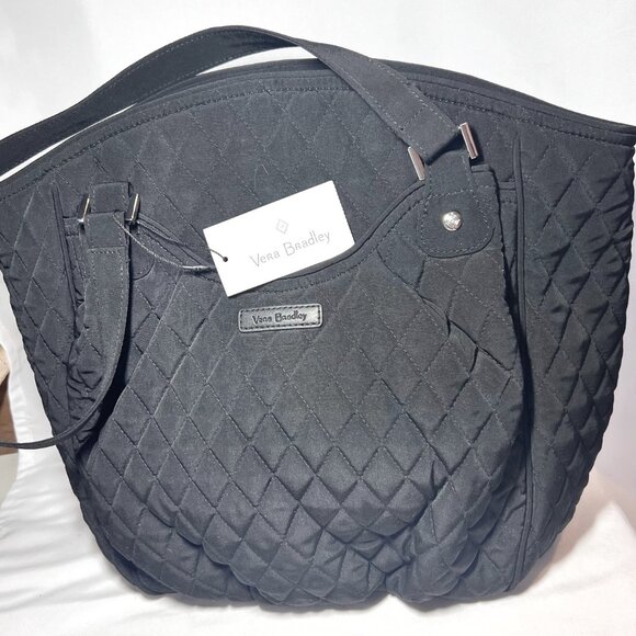 Vera Bradley Glenna Tote/Shoulder Purse-NWT-Black, Red Roses, Green-Quilted- - Picture 6 of 14